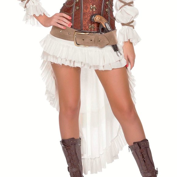 Steampunk Costume Womens Size S 7Pc Brown Halloween Cosplay Roleplay Outfit - Picture 7 of 9